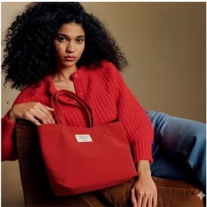 New Sézane red corduroy tote